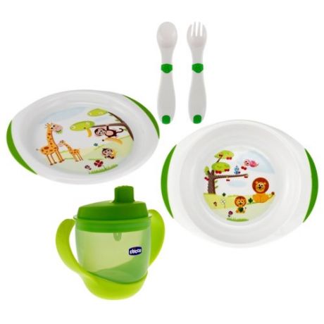 Комплект посуды Chicco 12мес+, пять предметов (068330) зеленый