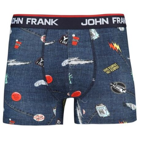 John Frank Трусы боксеры с профилированным гульфиком, размер 46-48, джинсовый мульти