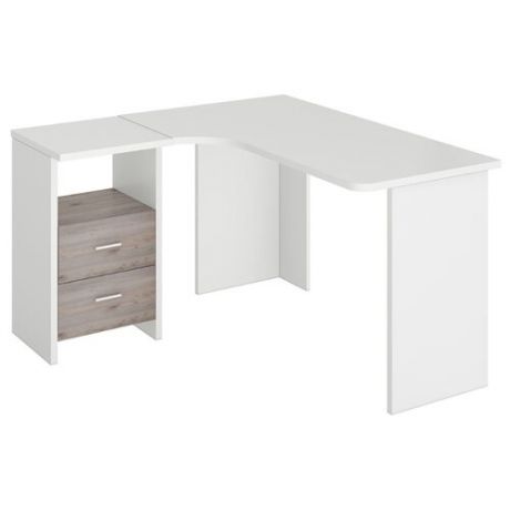 Письменный стол угловой Мэрдэс Нельсон Lite СКЛ-УГЛ, 120х130 см, угол: слева, цвет: белый жемчуг/нельсон