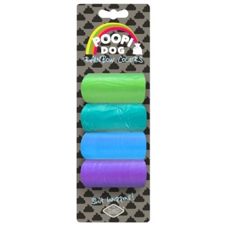 Пакеты для выгула для собак EBI Poopi Dog Rainbow Colors синий/зеленый/фиолетовый 60 шт.