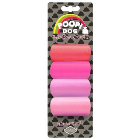 Пакеты для выгула для собак EBI Poopi Dog Rainbow Colors красный/розовый 60 шт.