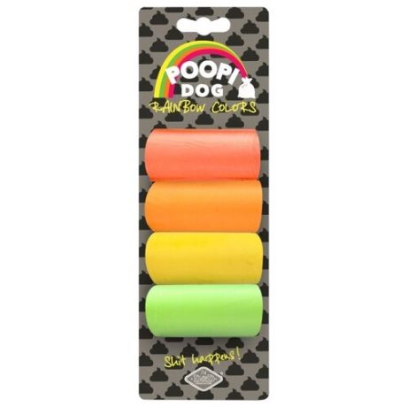 Пакеты для выгула для собак EBI Poopi Dog Rainbow Colors оранжевый/желтый/зеленый 60 шт.