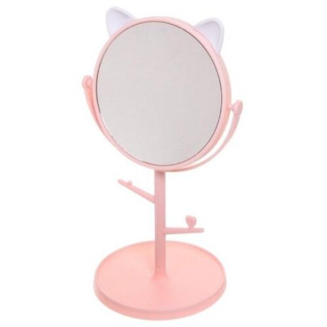 Зеркало косметическое настольное Florento Кошка розовый/белый