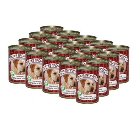 Корм для собак Ем Без Проблем Консервы для собак Говядина с сердцем и печенью (0.41 кг) 20 шт.