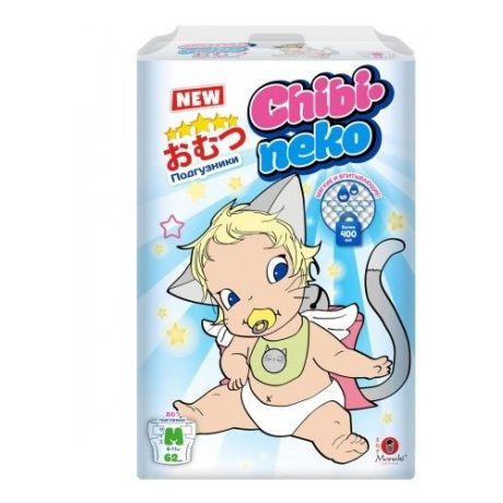 Maneki подгузники Chibi-neko M (6-11 кг) 62 шт.