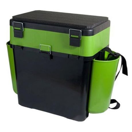 Ящик для рыбалки HELIOS FishBox двухсекционный (19л) 38х25.5х39.5см зеленый/черный