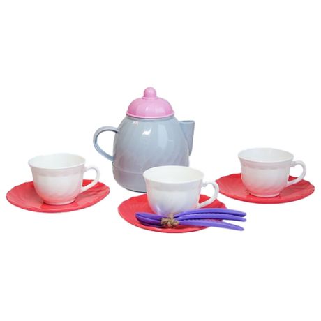 Набор посуды Росигрушка Набор посуды чайный "Розовый зефир" ( 11 дет.) бежевый/розовый/фиолетовый