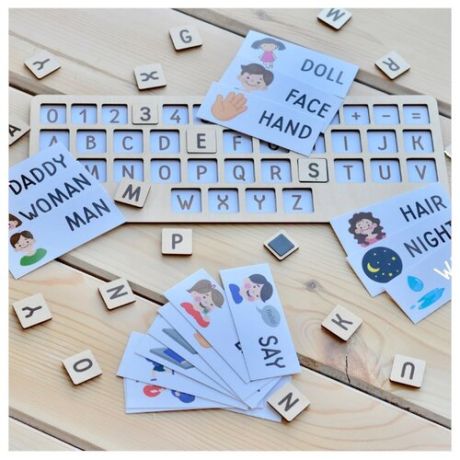 Обучающий набор Raduga Kids Английская раскладка для ноутбука-магнита и 40 карточек