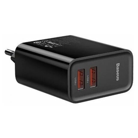 Сетевая зарядка Baseus Speed Dual QC3.0 Quick charger USB+USB (CCFS-E) черный