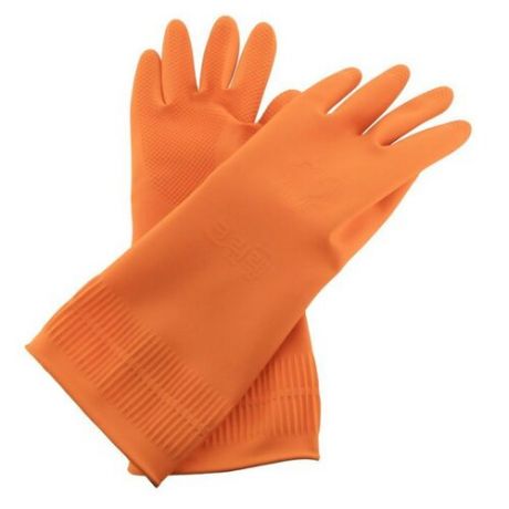 Перчатки Clean Wrap Pastel латексные, 1 пара, размер L, цвет оранжевый