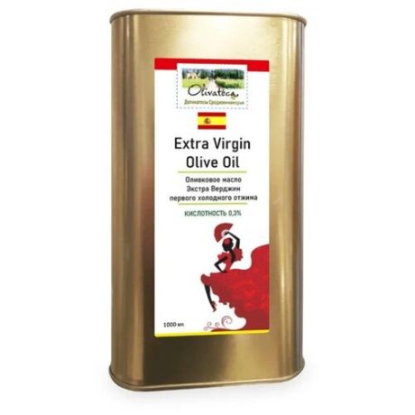 OLIVATECA Масло оливковое Extra Virgin, жестяная банка 1 л
