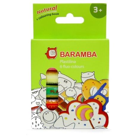 Пластилин BARAMBA Натуральный флуоресцентный 6 цветов по 14г (B90060F)