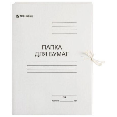 BRAUBERG Папка для бумаг с завязками, картон 440 г/м2 мелованная
