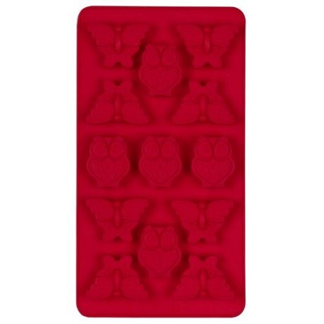 Форма для желе S-CHIEF Совы и бабочки (SPC-0130),13 ячеек красный