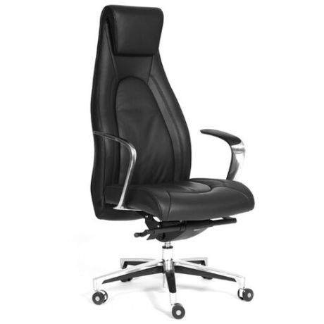 Компьютерное кресло Chairman Fuga для руководителя, обивка: натуральная кожа, цвет: черный