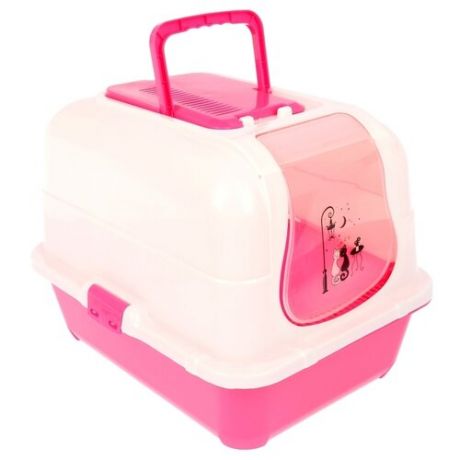 Туалет-домик для кошек Пижон 139104913910501391051 51.5х40х38.5 см розовый/белый