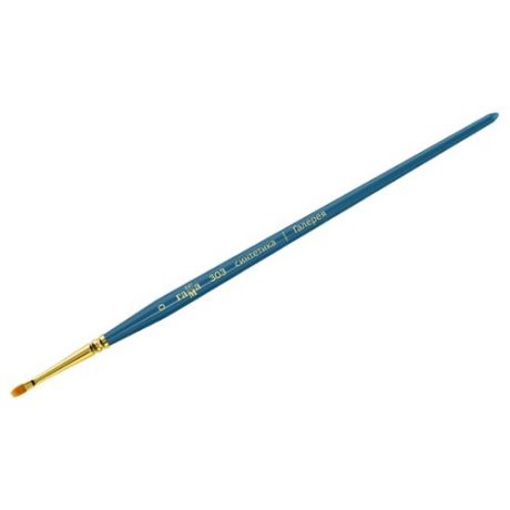 Кисть ГАММА Галерея, №0 синтетика, плоскоовальная, короткая ручка (303000) синий