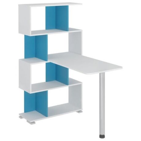 Компьютерный стол Мэрдэс Домино Нельсон СЛ-5-4СТ, 75х109.9 см, цвет: белый жемчуг/синий мрамор