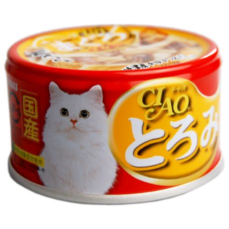 Корм для кошек CIAO Кальмар с мраморной вырезкой японского тунца-бонито и парным филе курицы (0.08 кг)