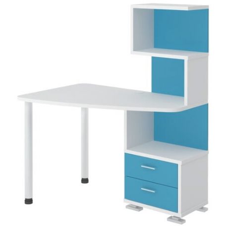 Письменный стол Мэрдэс Домино Нельсон СКМ-60, 120х78 см, угол: слева, цвет: белый жемчуг/синий мрамор