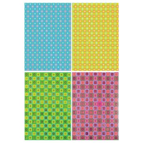 Цветной картон с тиснением Квадратики Апплика, A4, 4 л., 4 цв.