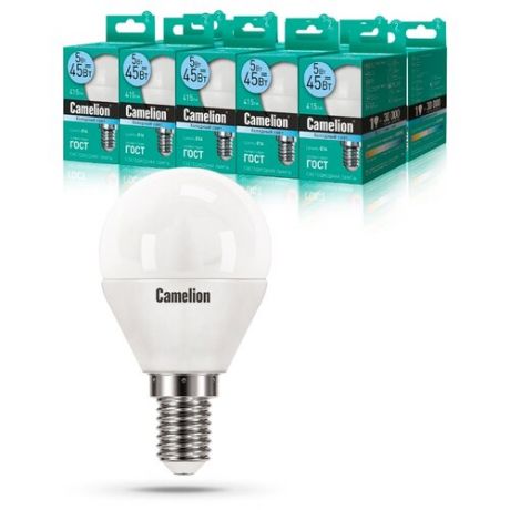 Упаковка светодиодных ламп 10 шт Camelion 12029 (10), E14, G45, 5Вт
