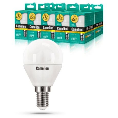 Упаковка светодиодных ламп 10 шт Camelion 12027 (10), E14, G45, 5Вт