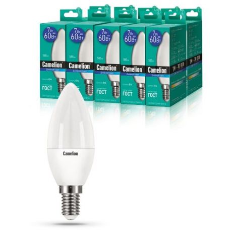 Упаковка светодиодных ламп 10 шт Camelion 12648 (10), E14, C35, 7Вт