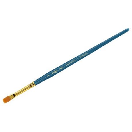 Кисть ГАММА Галерея, №6 синтетика, плоская, короткая ручка (301006) синий