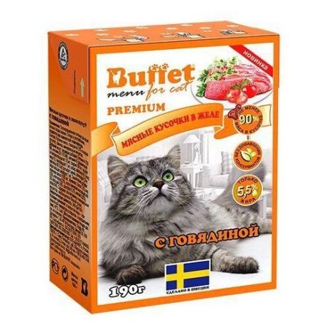 Корм для кошек Buffet (0.19 кг) Мясные кусочки в желе с говядиной