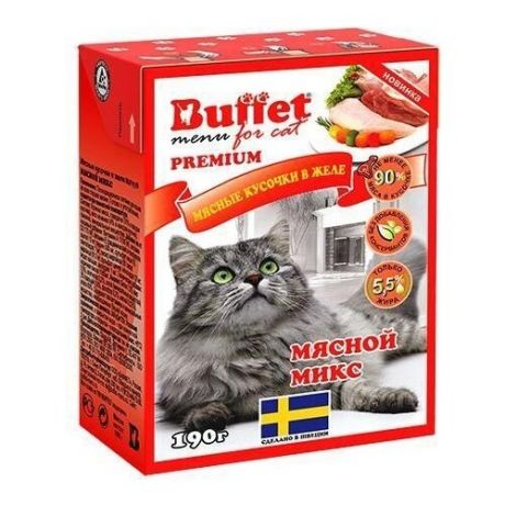 Корм для кошек Buffet Мясные кусочки в желе мясной микс 0.19 кг