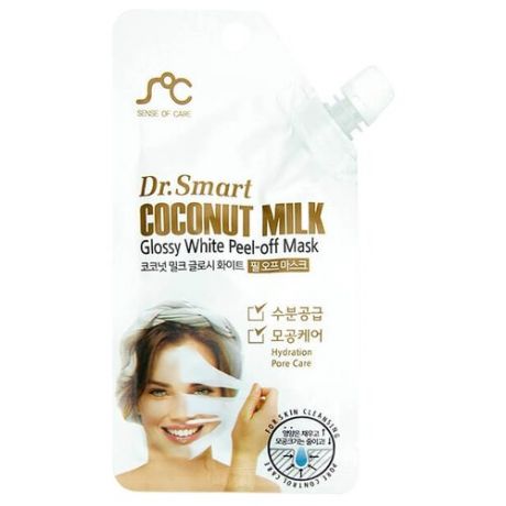 Rainbowbeauty маска-пленка Dr.Smart Coconut Milk Glossy White Peel-off Mask с кокосовым молоком, 25 г