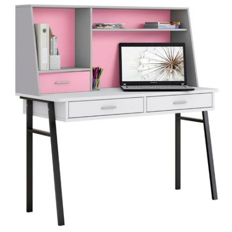 Письменный стол Polini kids Aviv 1455, 140х61.8 см, цвет: белый/серый/розовый