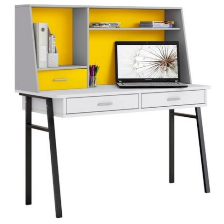 Письменный стол Polini kids Aviv 1455, 140х61.8 см, цвет: белый/серый/желтый