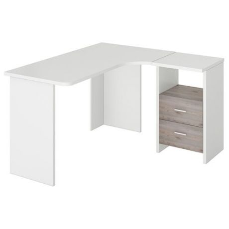 Письменный стол угловой Мэрдэс Нельсон Lite СКЛ-УГЛ, 120х130 см, угол: справа, цвет: белый жемчуг/нельсон