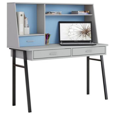 Письменный стол Polini kids Aviv 1455, 140х61.8 см, цвет: серый/серый/голубой