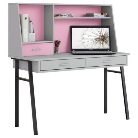 Письменный стол Polini kids Aviv 1455, 140х61.8 см, цвет: серый/серый/розовый