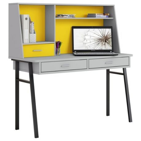 Письменный стол Polini kids Aviv 1455, 140х61.8 см, цвет: серый/серый/желтый