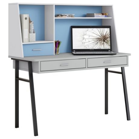 Письменный стол Polini kids Aviv 1455, 140х61.8 см, цвет: серый/белый/голубой