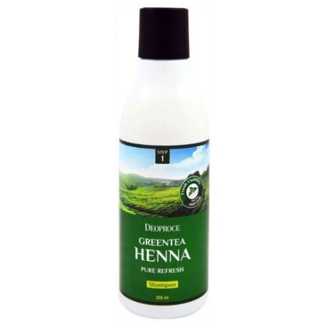 Deoproce Шампунь для волос Green Tea Henna Pure Refresh Shampoo 200 мл с дозатором