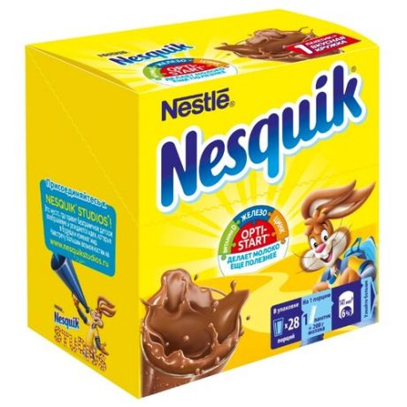 Nesquik Opti-start Какао-напиток растворимый в пакетиках, 28 шт.