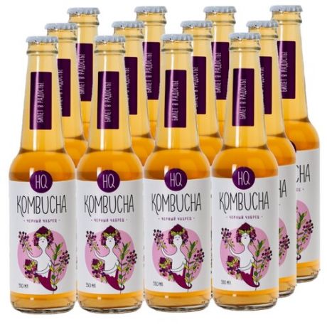 Комбуча HQ Kombucha Черный чабрец, 0.33 л, 12 шт.