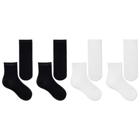 Носки НАШЕ комплект 4 пары размер 24, черный/белый