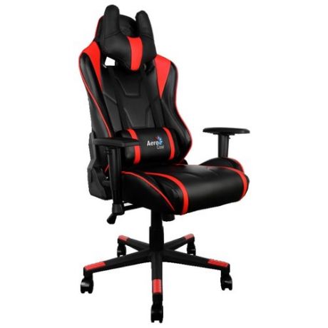 Компьютерное кресло AeroCool AC220 AIR игровое, обивка: искусственная кожа, цвет: черный/красный