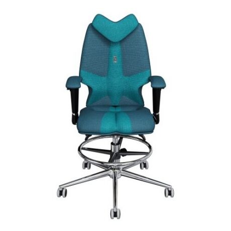 Компьютерное кресло Kulik System Fly (с подставкой для ног) детское, обивка: текстиль, цвет: бирюзовый/джинс