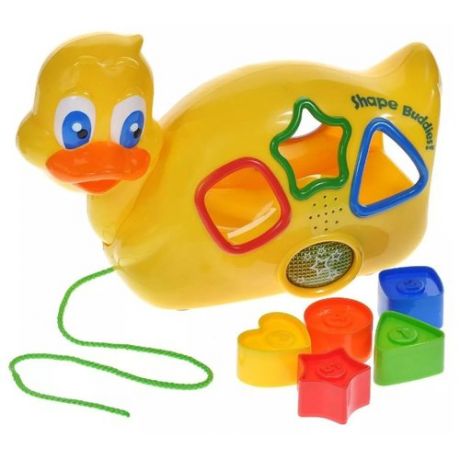 Каталка-игрушка Keenway Уточка с паззлами (31539) со звуковыми эффектами желтый