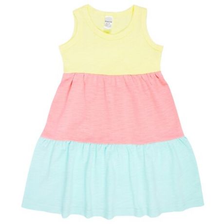 Платье Веселый Малыш размер 110, желтый/розовый/голубой