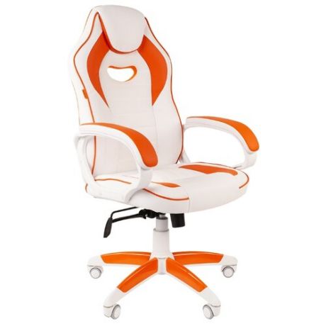 Компьютерное кресло Chairman GAME 16 игровое, обивка: искусственная кожа, цвет: белый/оранжевый