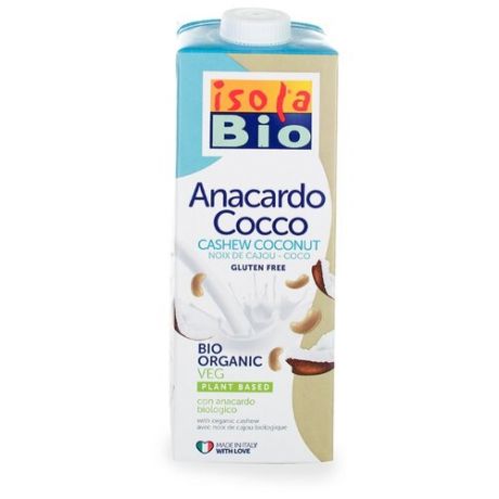 Ореховый напиток Isola Bio Anacardo Cocco из кешью с кокосовым молоком без глютена 1 л