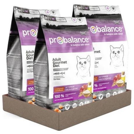 Корм для кошек ProBalance с говядиной, с ягненком 3шт. х 1.8 кг
